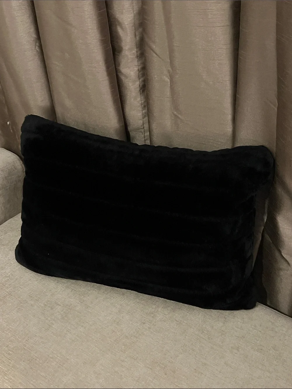 2 Decorative Throw Pillows: High-end, Gorgeous! Beaded Silver-Gray & Black “Fur”
